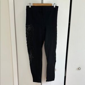 Black Leggings with Lace Detail